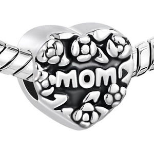 Pugster Love Mom Heart Bracelet Charm - Fits Pandora